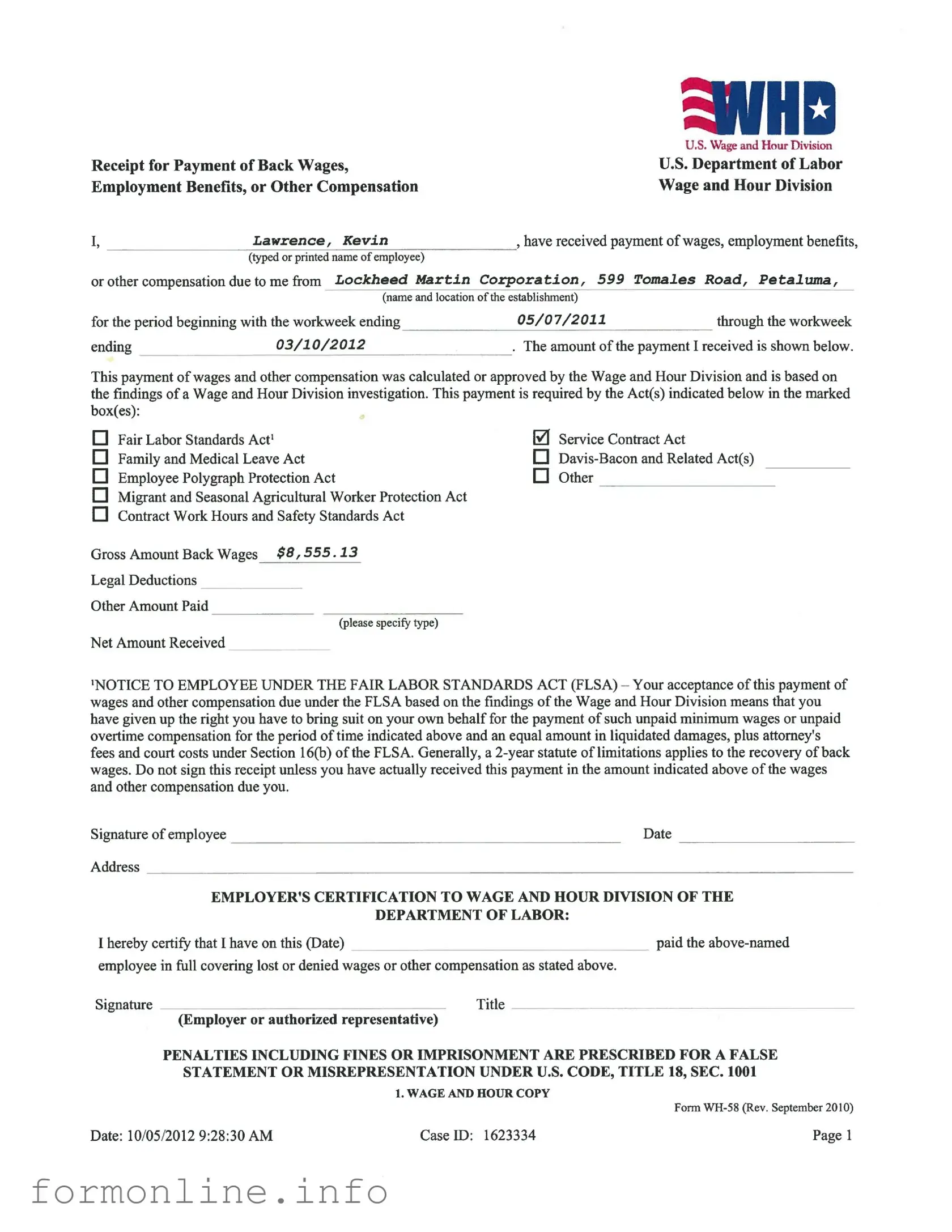 Fill Out a Valid Wh 58 Form