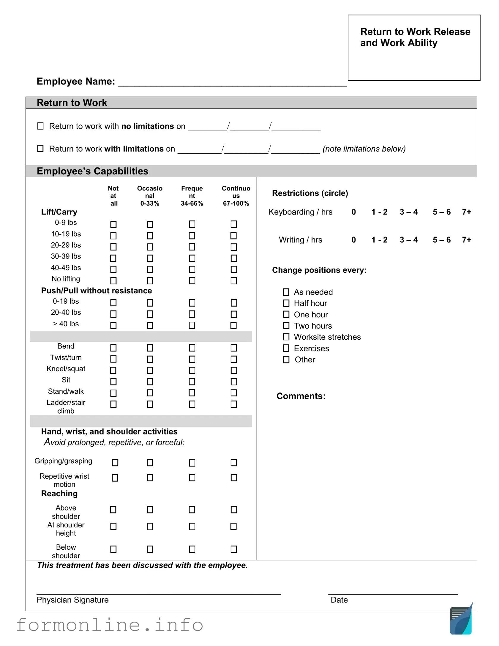 Fill Out a Valid Work Release Form